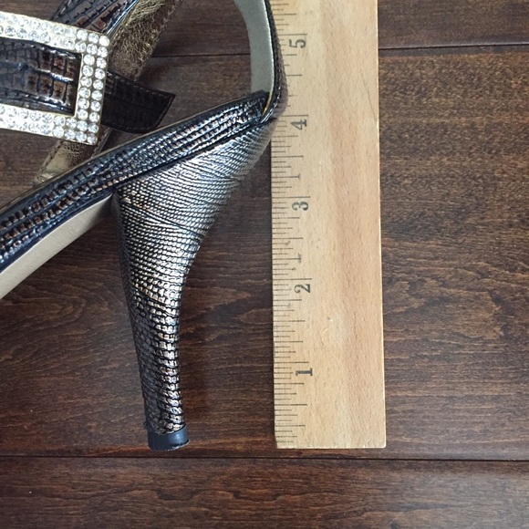 Lizard Print Cognac Strappy Heels - Picture 8 of 8